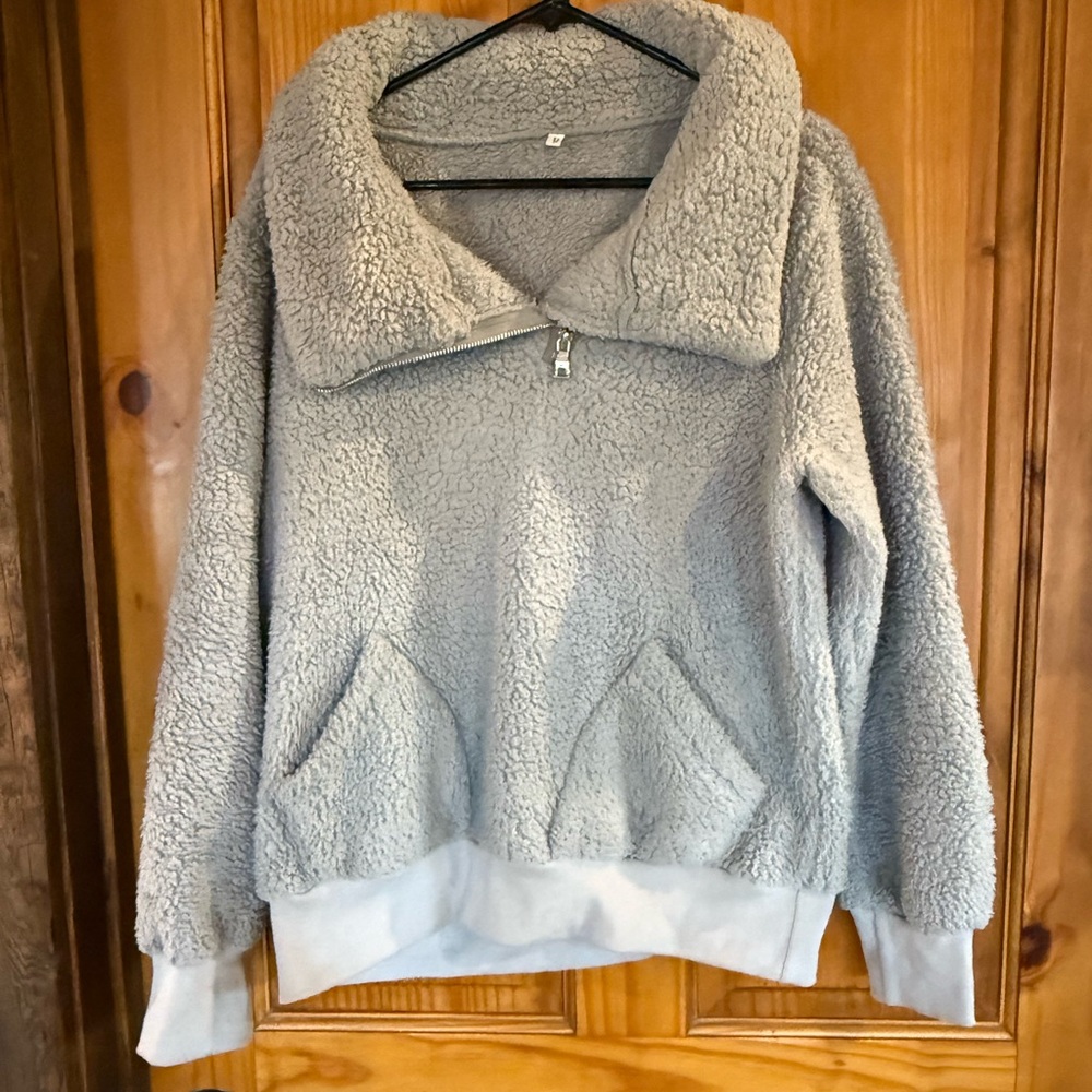 Cozy Gray Sherpa Pullover